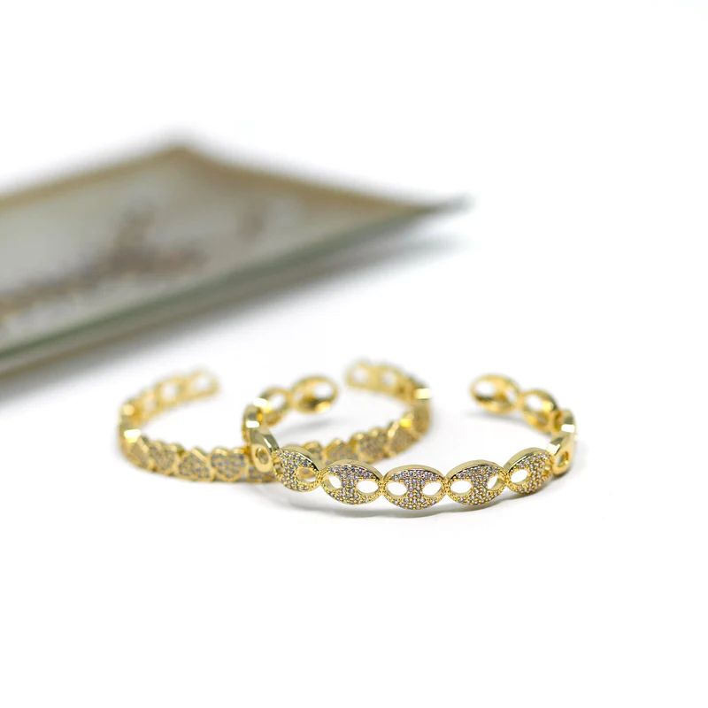Gold and Crystal Anchor Chain Cuff | The Sis Kiss