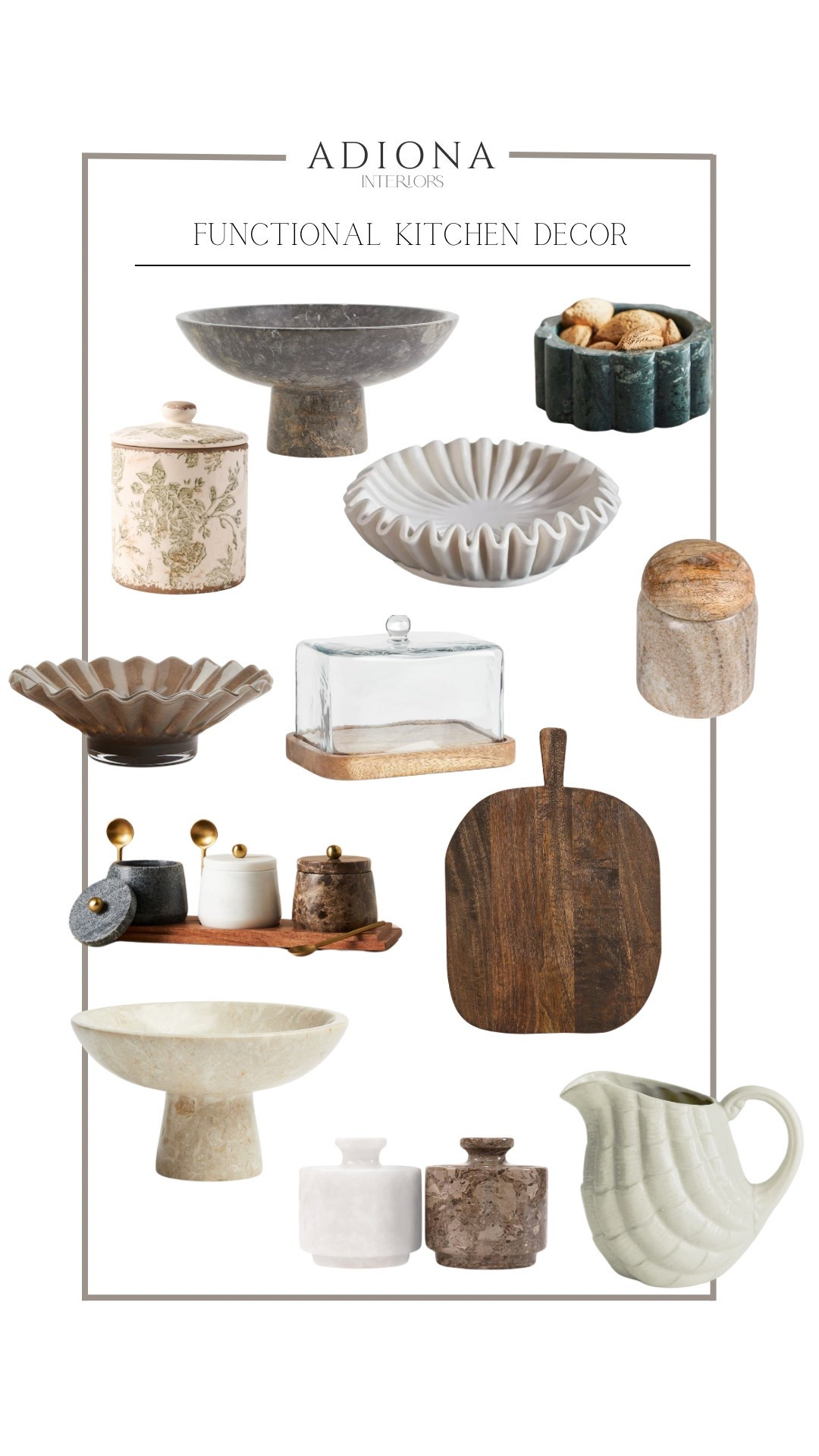 Functional kitchen decor 

Amazon finds, home decor, cutting board, canister, pedestal bowl, pitcher, butter dish 

#LTKSaleAlert #LTKHome #LTKSeasonal