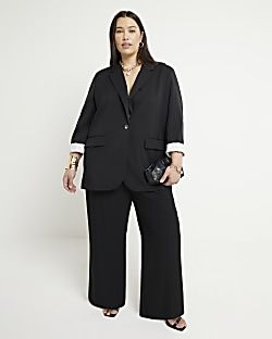 Plus black rolled sleeve blazer | River Island (UK & IE)