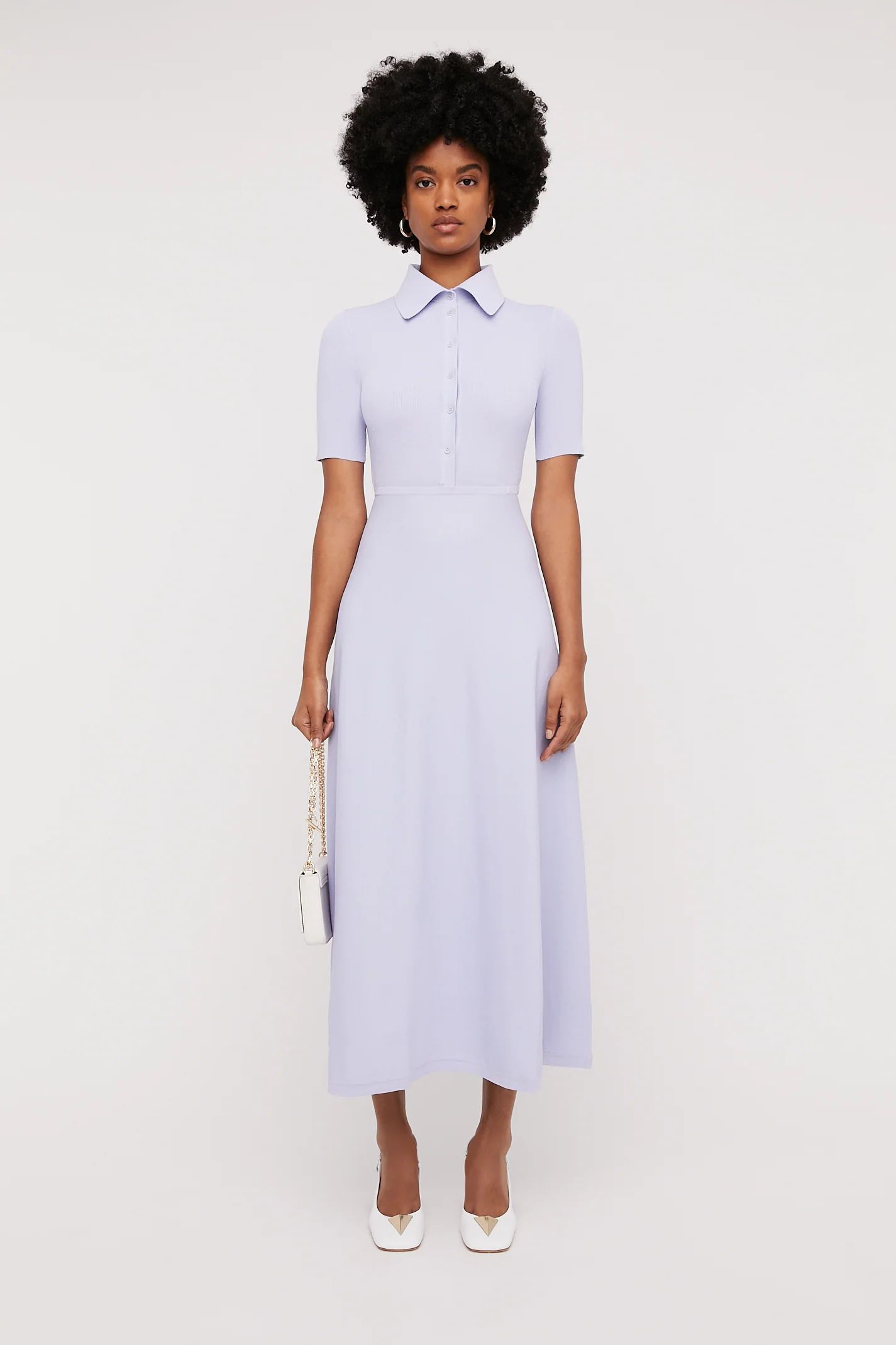 Crepe Knit Soft Shirt Dress Lilac | Scanlan Theodore