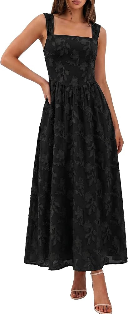 BerryGo Womens Summer Wedding Guest Dresses Casual Sleeveless Square Neck Boho Flowy Formal Vacat... | Amazon (US)