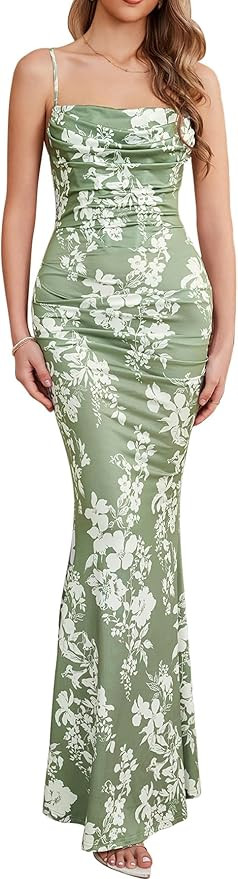 Women's Sleeveless Bodycon Corset Maxi Dress Spaghetti Strap Ruched Elegant Evening Party Long Dr... | Amazon (US)