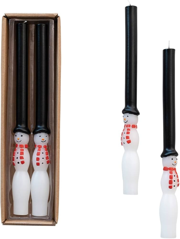 Creative Co-Op 10' H Unscented Snowman Taper Candles in Box, Multi Color, Set of 2 (Approximate B... | Amazon (US)
