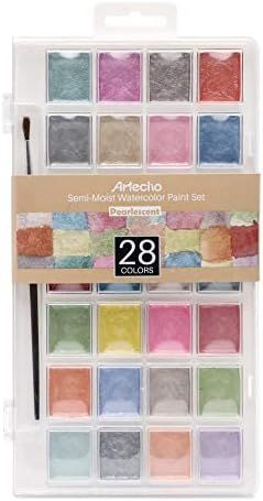 Artecho Watercolor Semi-Moist Paint Set, 28 Metallic Colors Watercolor Cake Set with Classic Pain... | Amazon (US)