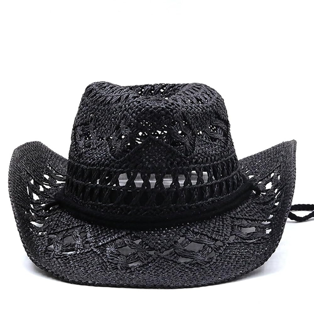 Crochet Cowboy Straw Hat for Women with Wide Brim Leather Strap, Perfect for Summer, Beach, and O... | Amazon (CA)