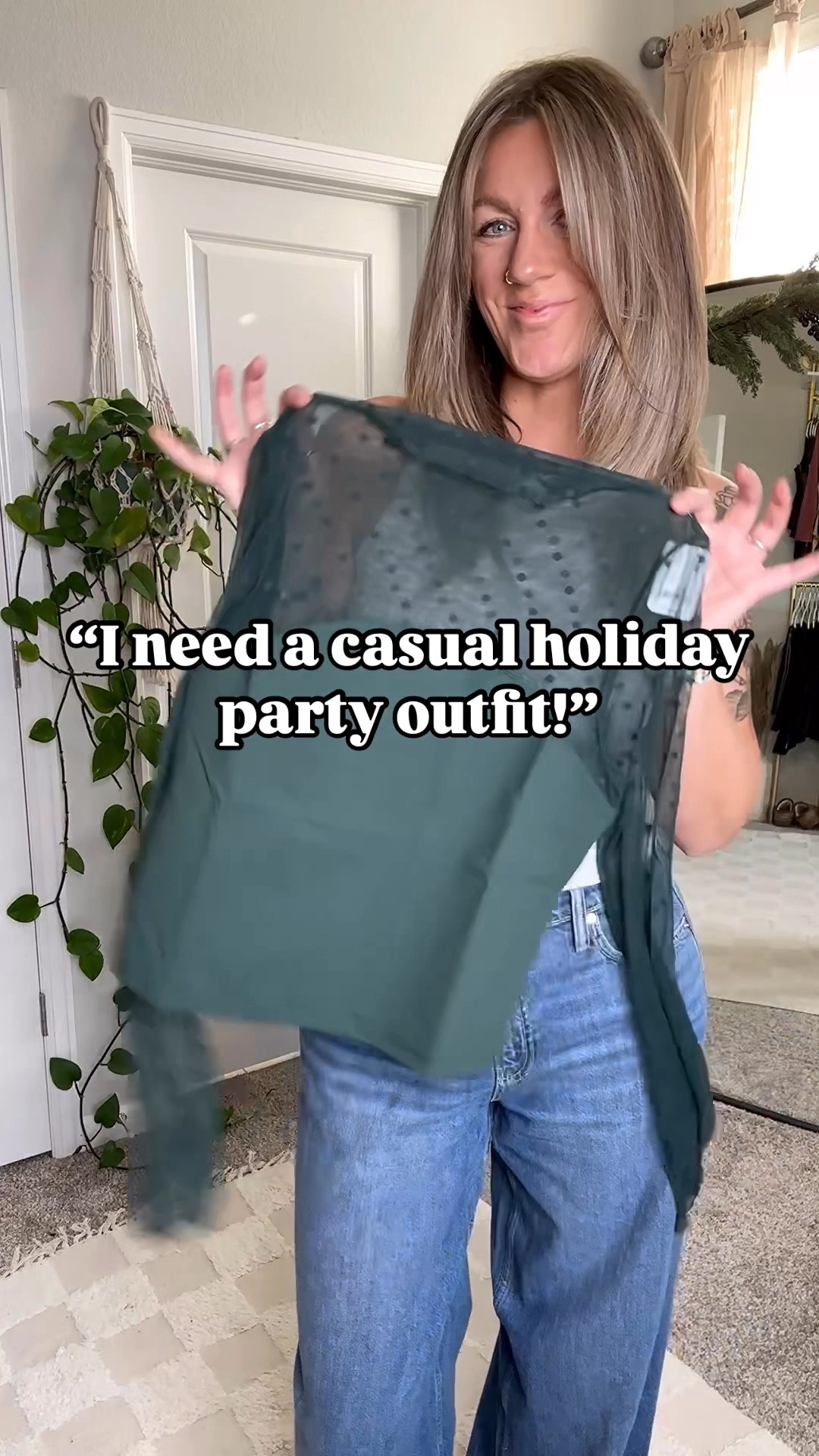 Casual holiday party outfit - tall girl approved! 🙌🏻

Top - large
Jeans - 10/30 tall
Shoes - 11 
Lipstick - color “buffed pink"

#LTKParties #LTKMidsize #LTKHoliday