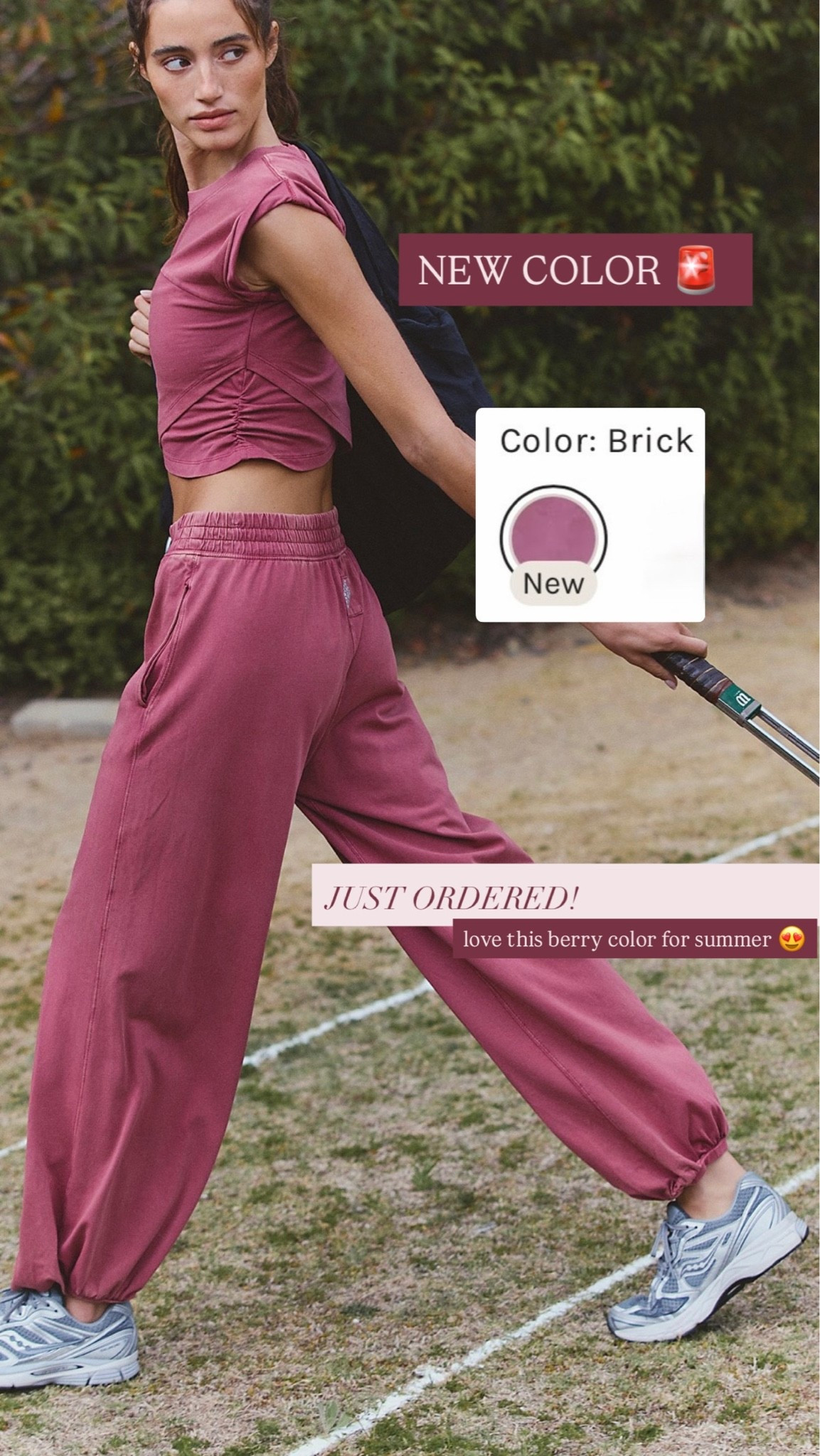 new color in our favorite set‼️ love this berry color for summer! free people, matching set, lounge set, travel outfit, hot shot set

#LTKootd #LTKActive