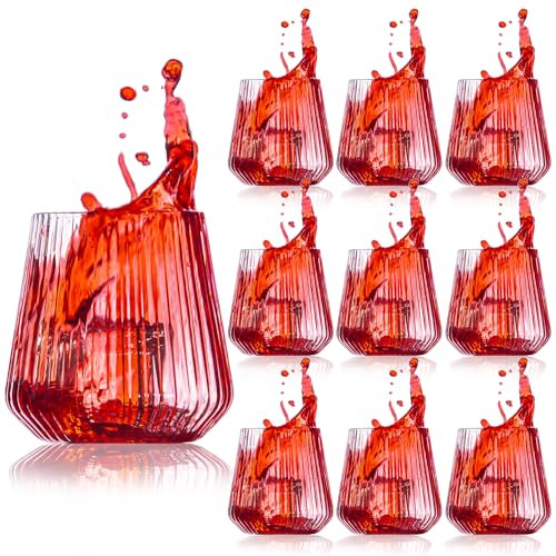 Amazon.com: 20 Pack 14oz Stemless Plastic Wine Glasses Heavy Duty Disposable Wine Glasses Unbreak... | Amazon (US)