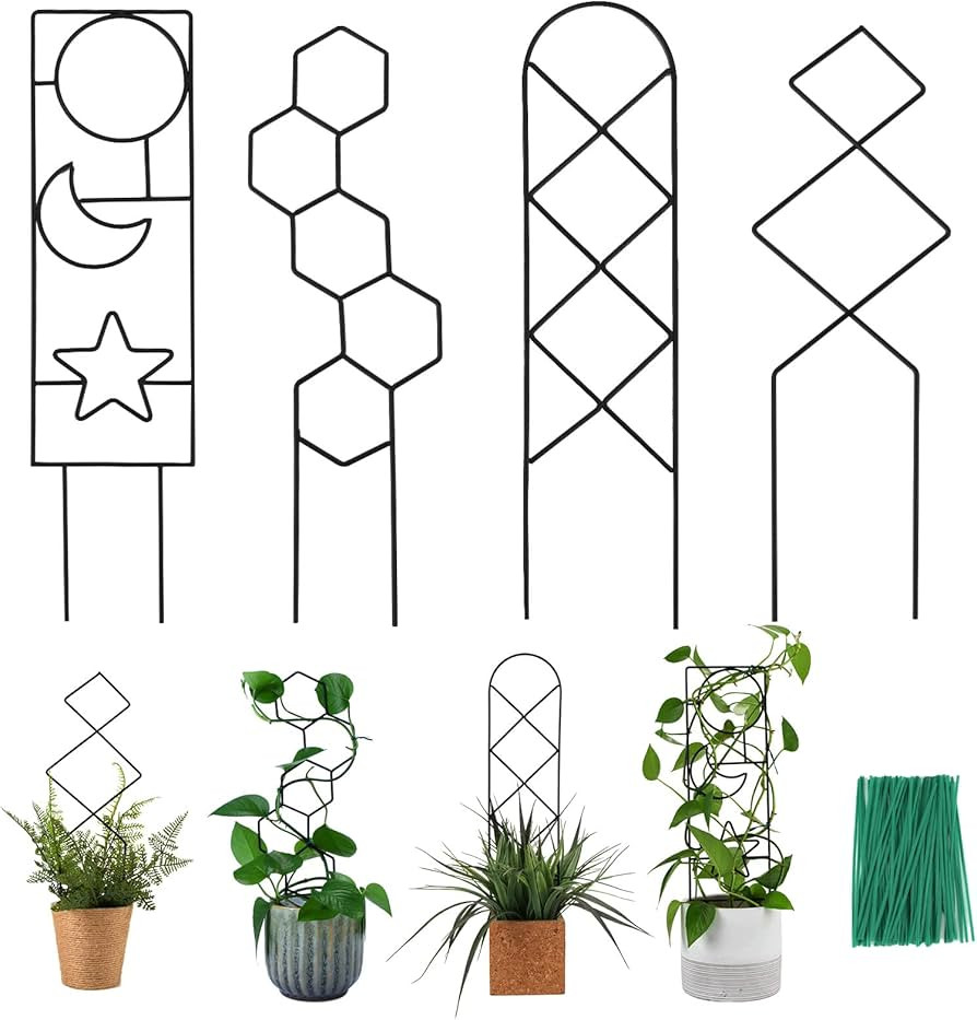Plant Trellis for Climbing Plants Indoor, 15.94Inch Small Garden Metal Houseplant Trellis for Pot... | Amazon (US)