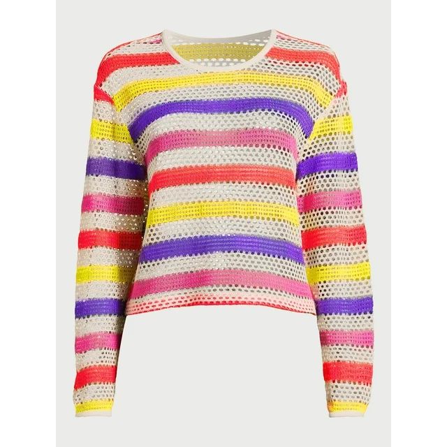 No Boundaries Juniors Crochet Coverup Top with Long Sleeves, Sizes S-XXL | Walmart (US)