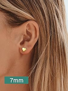 ChicSilver 925 Sterling Silver Stud Earrings Hypoallergenic, Dainty Simple Heart/Star/Moon/Lightn... | Amazon (US)