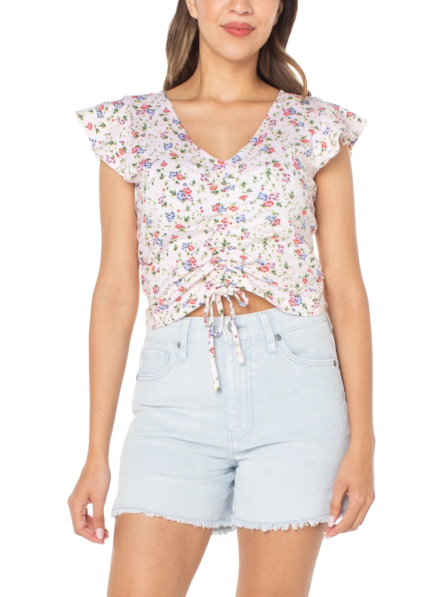 Celebrity Pink Women's Ruched Front Top | Walmart (US)