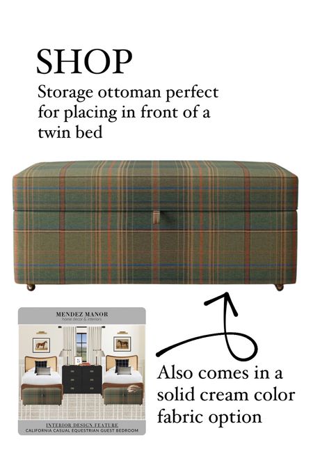 This green plaid storage ottoman was one of my LTK best sellers last week. It also comes in a solid cream color fabric option. 

Fits perfectly at the end of a twin bed. 👍🏻

#storage #ottoman #bedroom #livingroom #homedecor

#LTKStyleTip #LTKHome #LTKSaleAlert