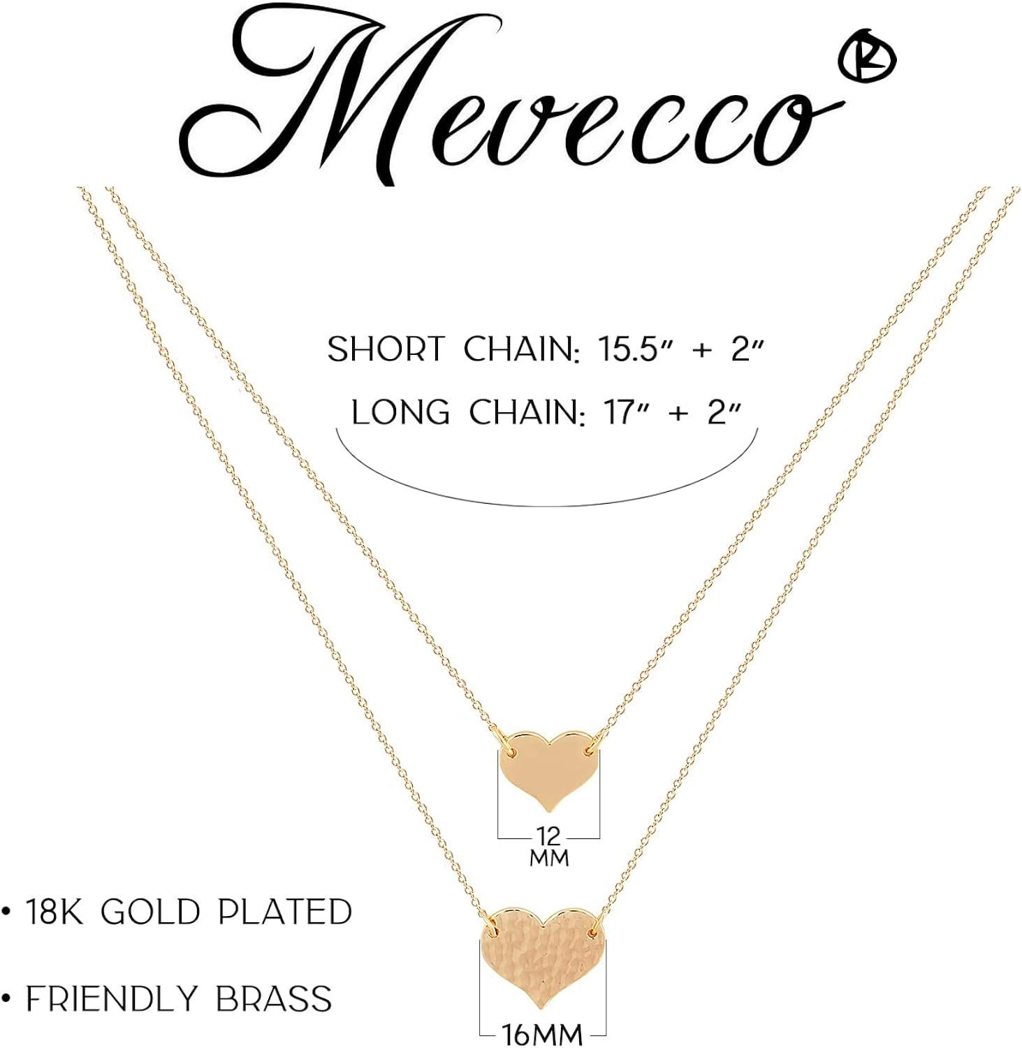 MEVECCO Layered Heart Necklace Pendant Handmade 18k Gold Plated Dainty Gold Choker Arrow Bar Laye... | Amazon (US)