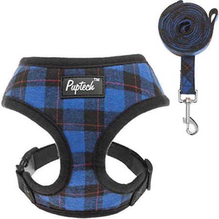 PUPTECK Soft Mesh Dog Harness with Leash - Plaid Adjustable Puppy No Pull Harnesses - Pet Padded Wal | Walmart (US)