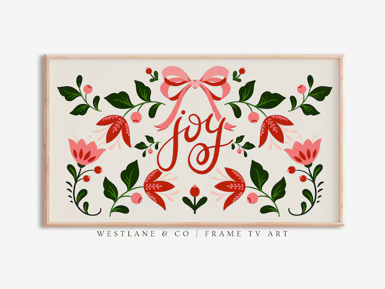 Samsung Frame TV Christmas Holiday Joy Winter Scandinavian TV - Etsy | Etsy (US)