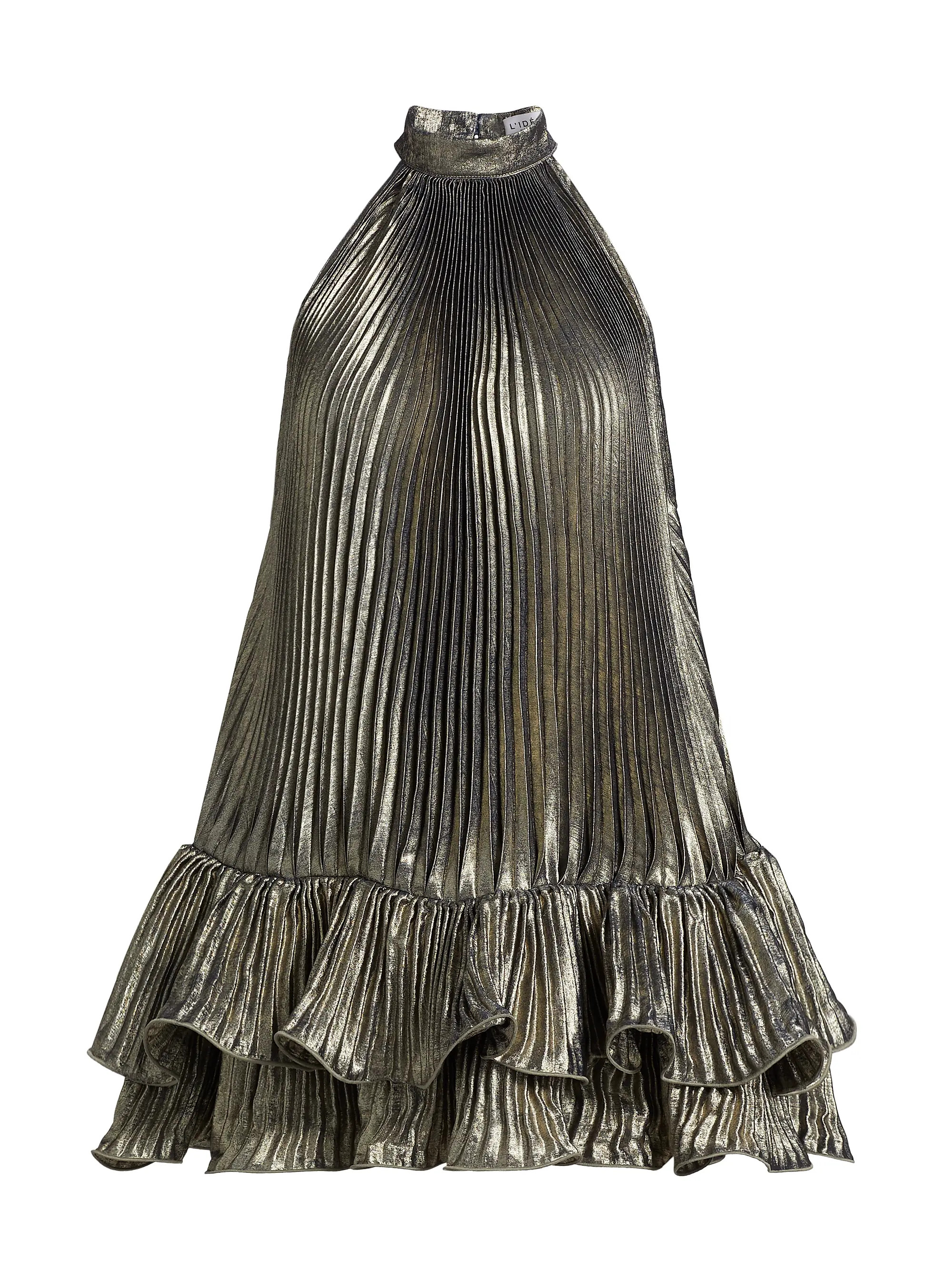 La Fete Soleil Metallic Pleated A-Line Minidress | Saks Fifth Avenue