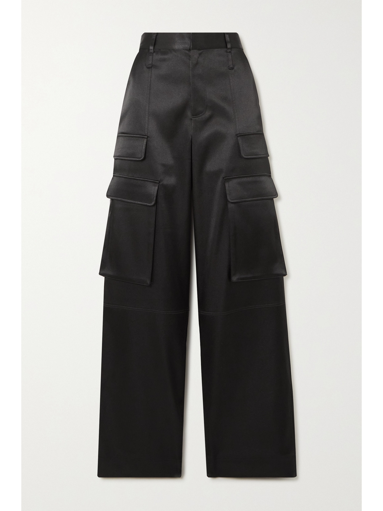 FRAME - Straight-leg Satin Cargo Pants - Black | NET-A-PORTER (US)
