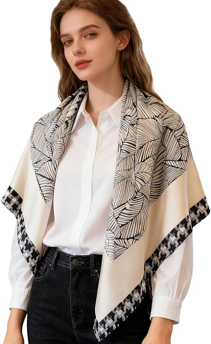 35" Head Scarf Large Square Scarf Like Cotton Hairscarf Fashion Scarves Bandana Night Sleeping Wr... | Amazon (US)