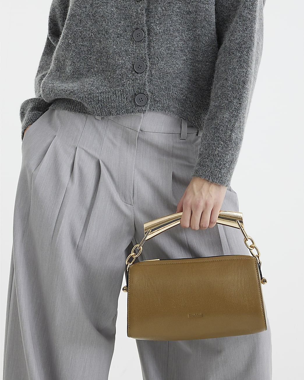 Brown Metal Handle Cross Body Bag | River Island UK & IE