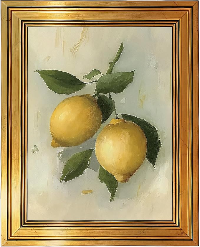 AIKETUO Vintage Lemon Wall Art for Kitchen, Gold Framed Lemon Still Life Art Picture Paintings, C... | Amazon (US)