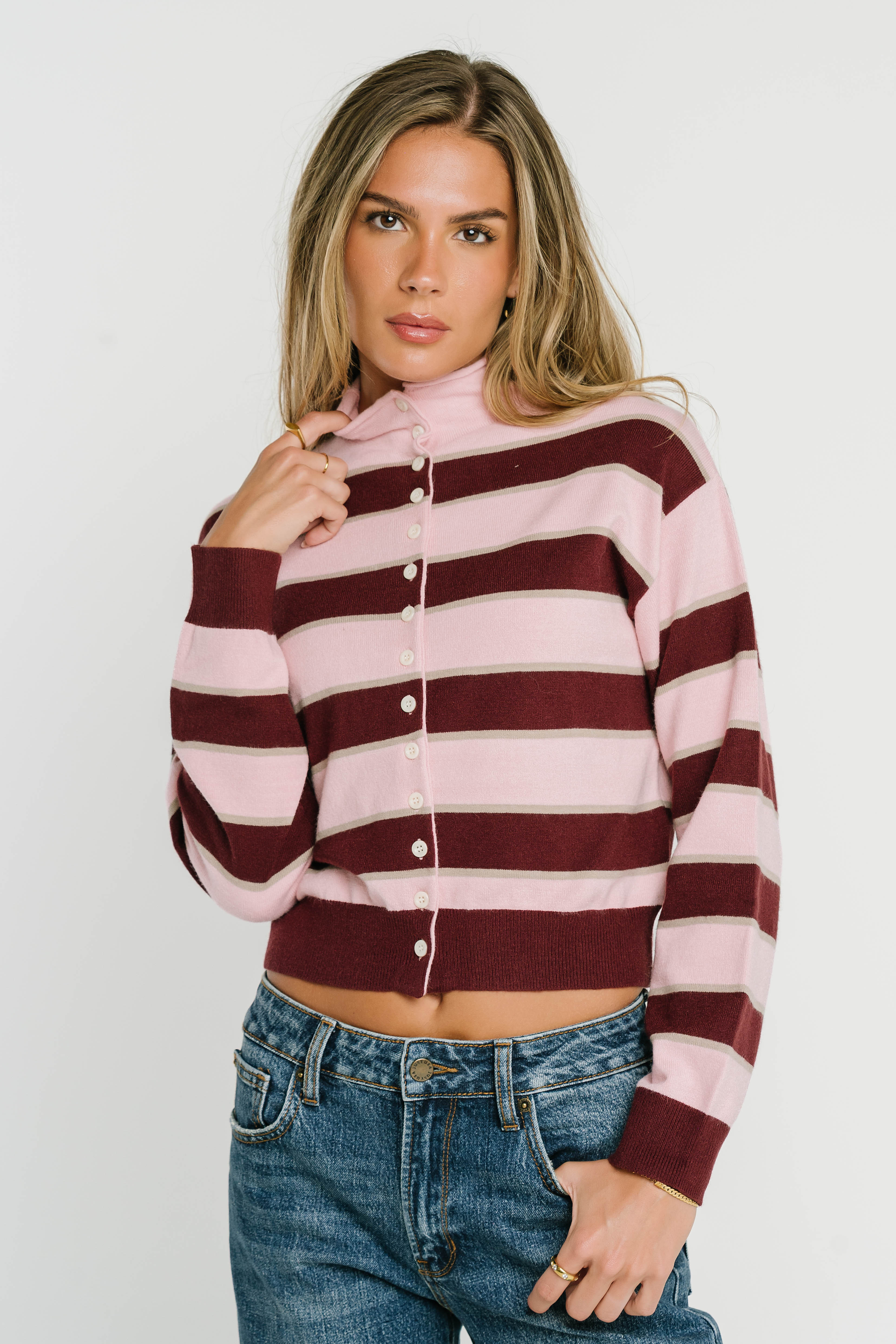 Laurie Striped Mock Neck Sweater | Böhme US