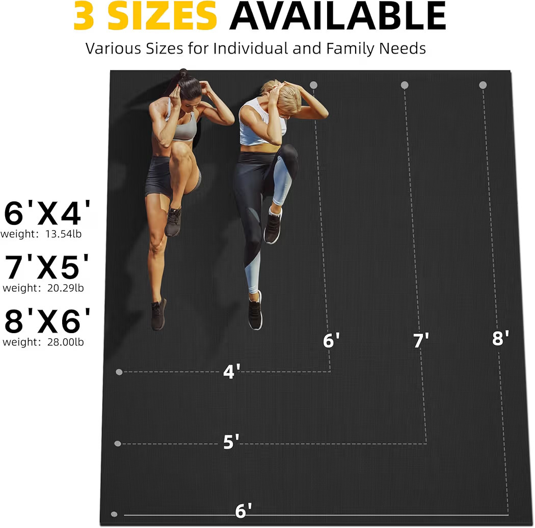 CAMBIVO Large Exercise Mat for Home Workout, 8'x6'/7'x5'/6'x4' (7 mm) Extra Thick Exercise Mat fo... | Amazon (US)