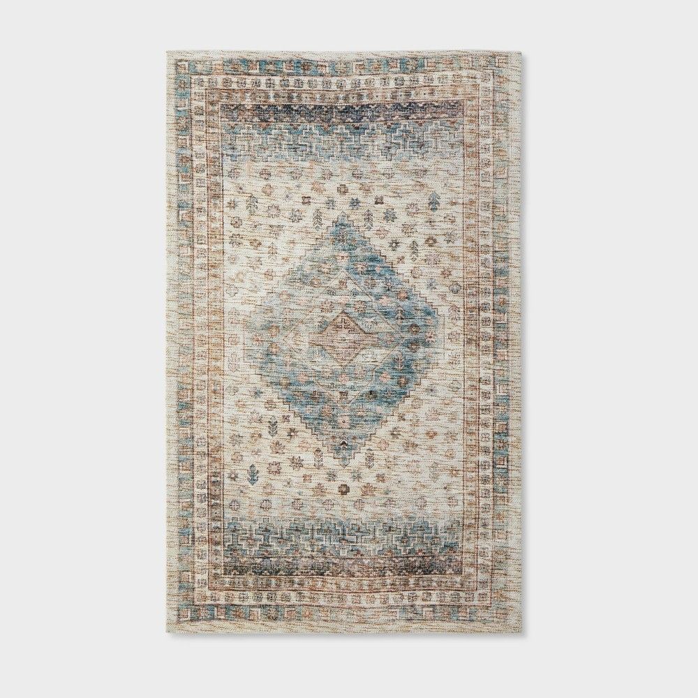 3'x5' Light Distressed Diamond Persian Style Rug Neutral - Threshold designed with Studio McGee | Target