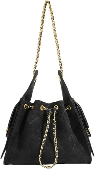 Women’s Classic Quilted Shoulder Bags Chain Strap Handbags Suede Tote Crumpled Purse Slouchy Ho... | Amazon (US)