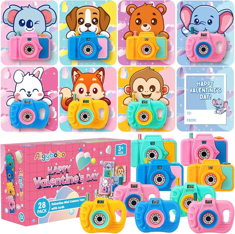 28 Pack Valentines Day Cards for Kids School - Mini Camera Viewers with Greeting Cards, Valentine... | Amazon (US)