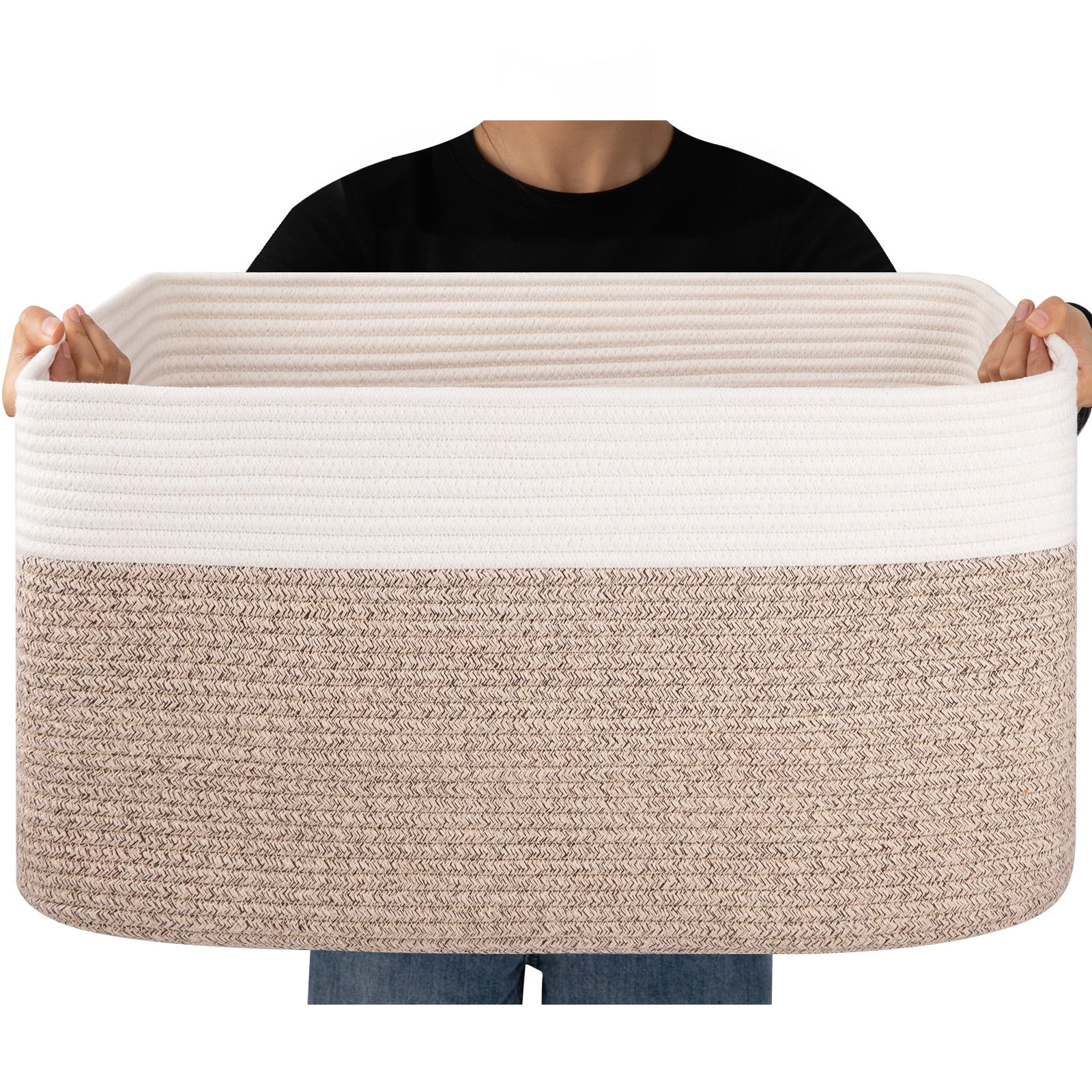 CHERISHGARD 70L Large Rectangle Blanket Basket，Cotton Rope Baskets for Storage, Woven laundry b... | Walmart (US)