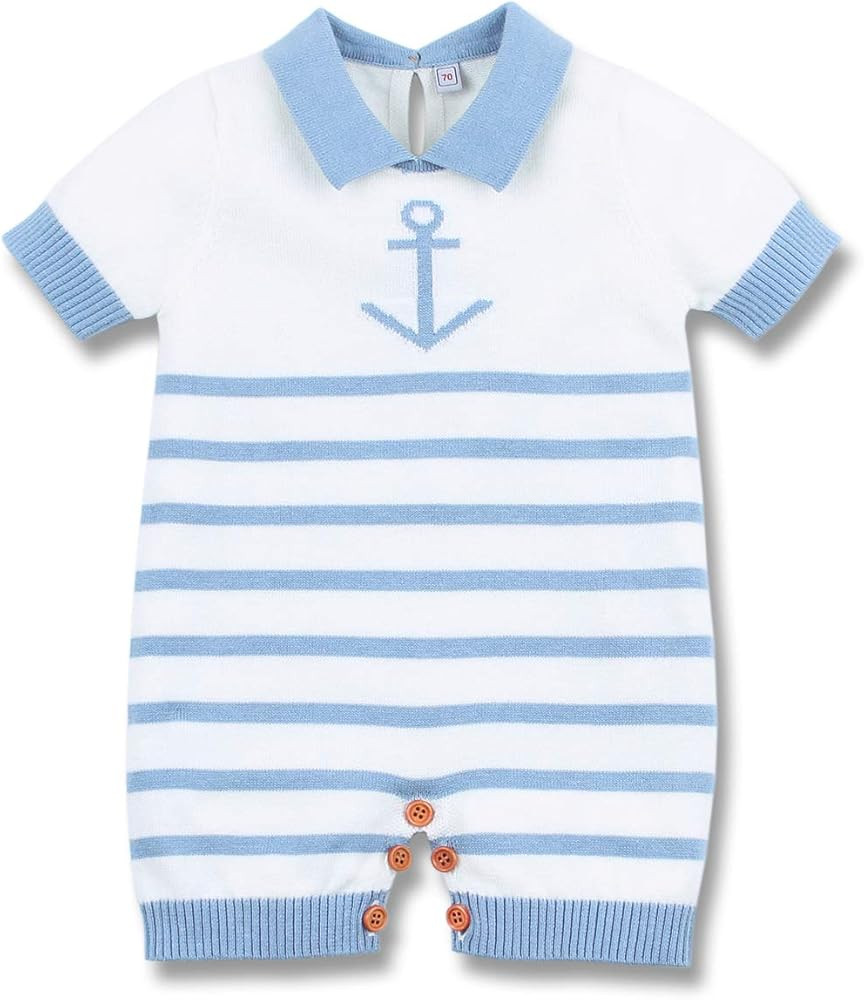 mimixiong Nautical Baby Boy Romper Toddler Navy Bodysuit Clothing | Amazon (US)