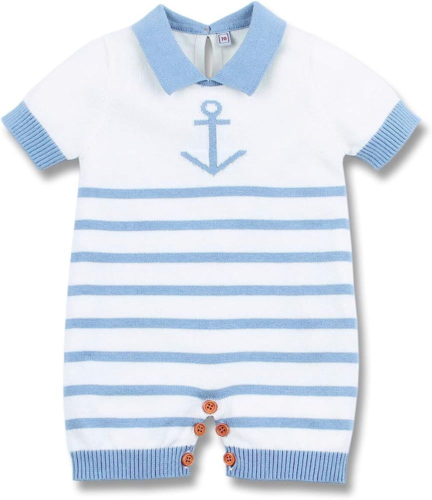mimixiong Nautical Baby Boy Romper Toddler Navy Bodysuit Clothing | Amazon (US)