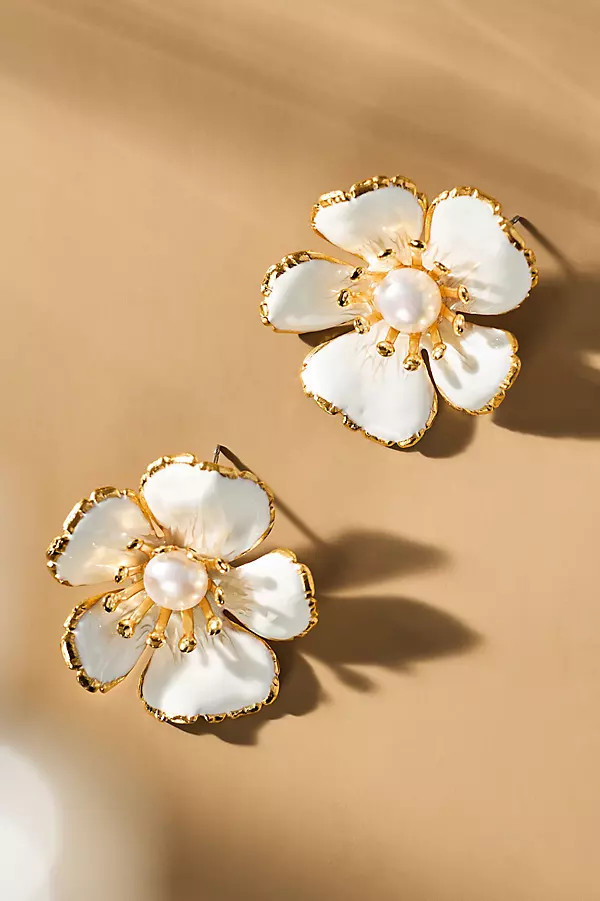 Small Handpainted Floral Earrings | Anthropologie (US)