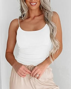 Women's Sexy Sleeveless Spaghetti Strap Ribbed Camisole Tank Tops | Amazon (US)