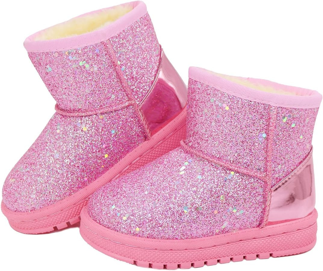Girls Winter Boots Toddler Girl Boots Warm Sparkle Sequin Outdoor Non-Slip Snow Boot for Little k... | Amazon (US)