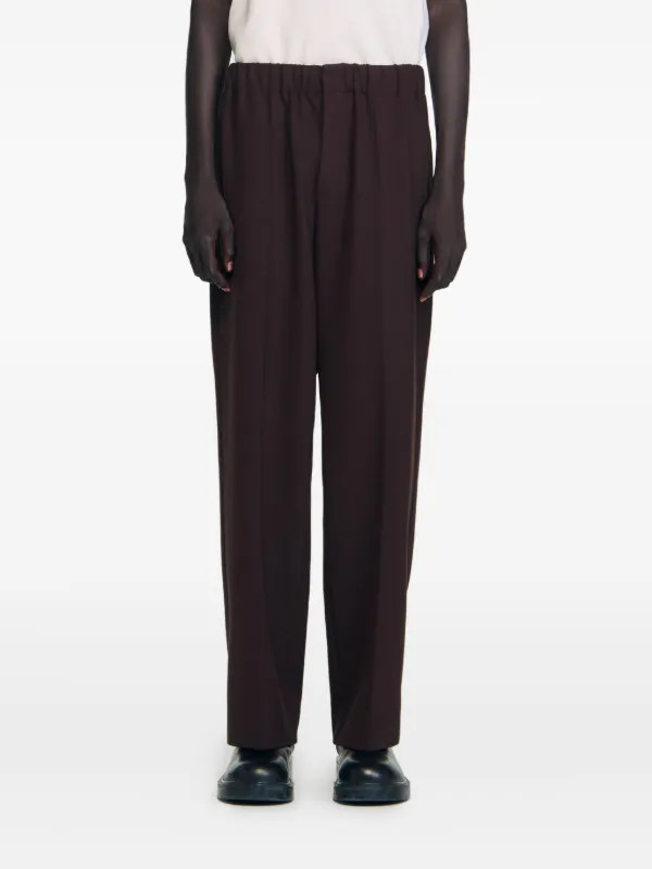 SANDRO elastic-waist Pleated Trousers | Brown | FARFETCH | Farfetch Global