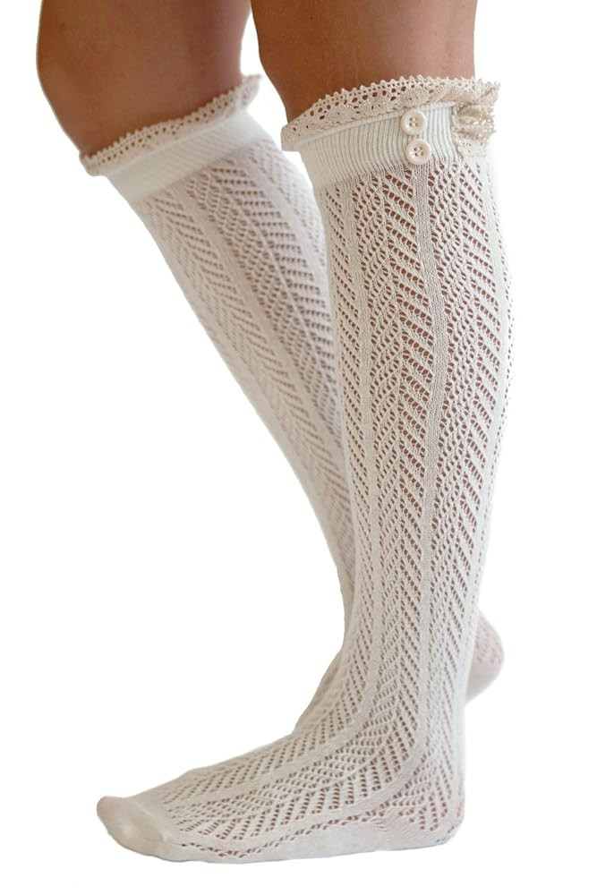 The Original Button Boot Socks with Lace Trim Boutique Socks | Amazon (US)