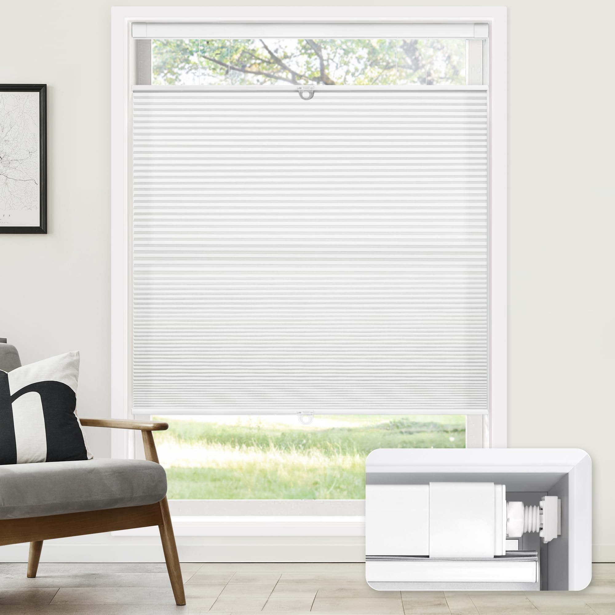 LazBlinds No Tools No Drill Cordless Cellular Shades, Top Down Bottom Up (TDBU) Honeycomb Shades ... | Amazon (US)