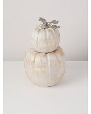 12in Metallic Finish Stacked Pumpkins With Metal Stem | HomeGoods