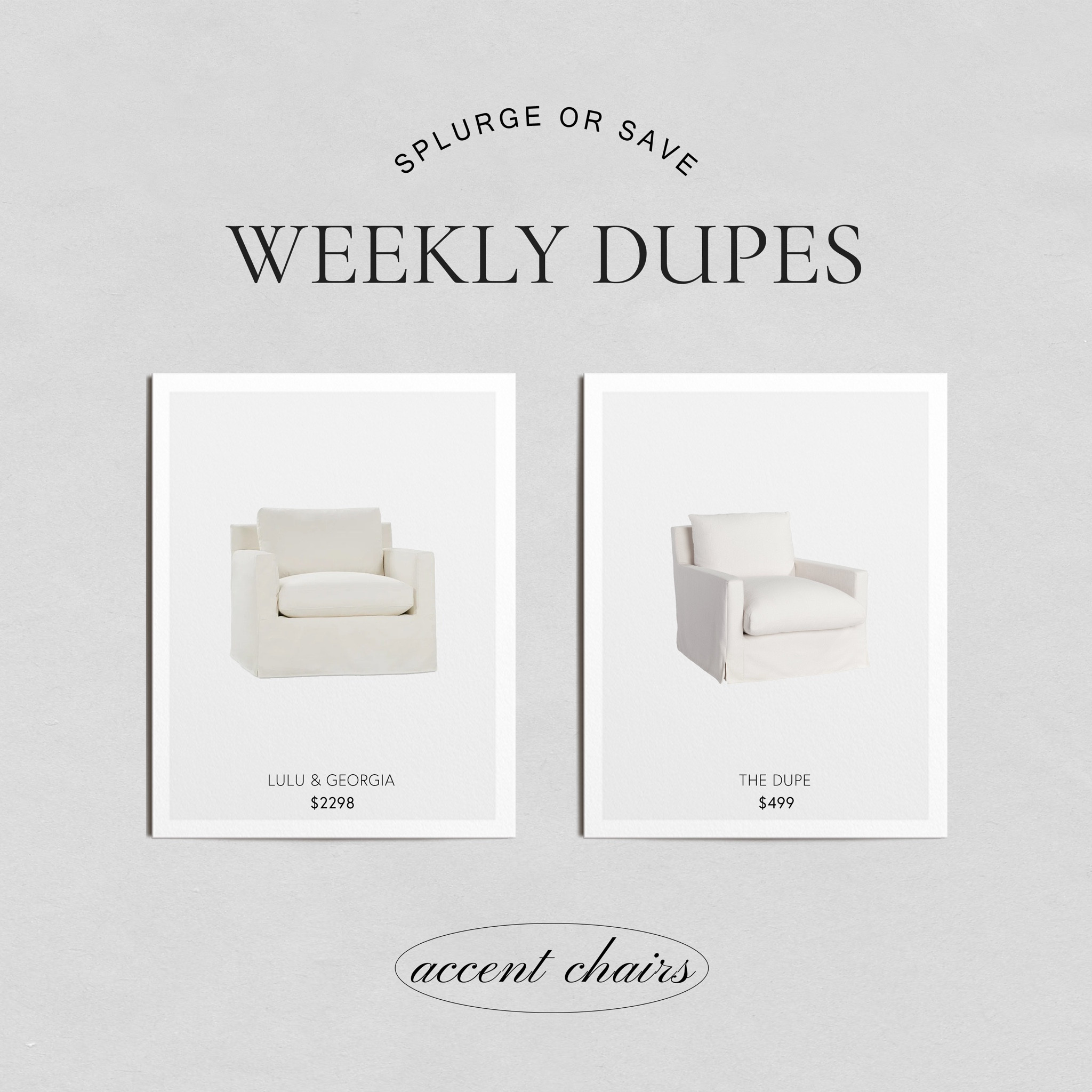 Lulu & Georgia dupe armchair dupe! Splurge or save, white accent chair, upholstered armchair, traditional, transitional furniture and home decor

#LTKhome