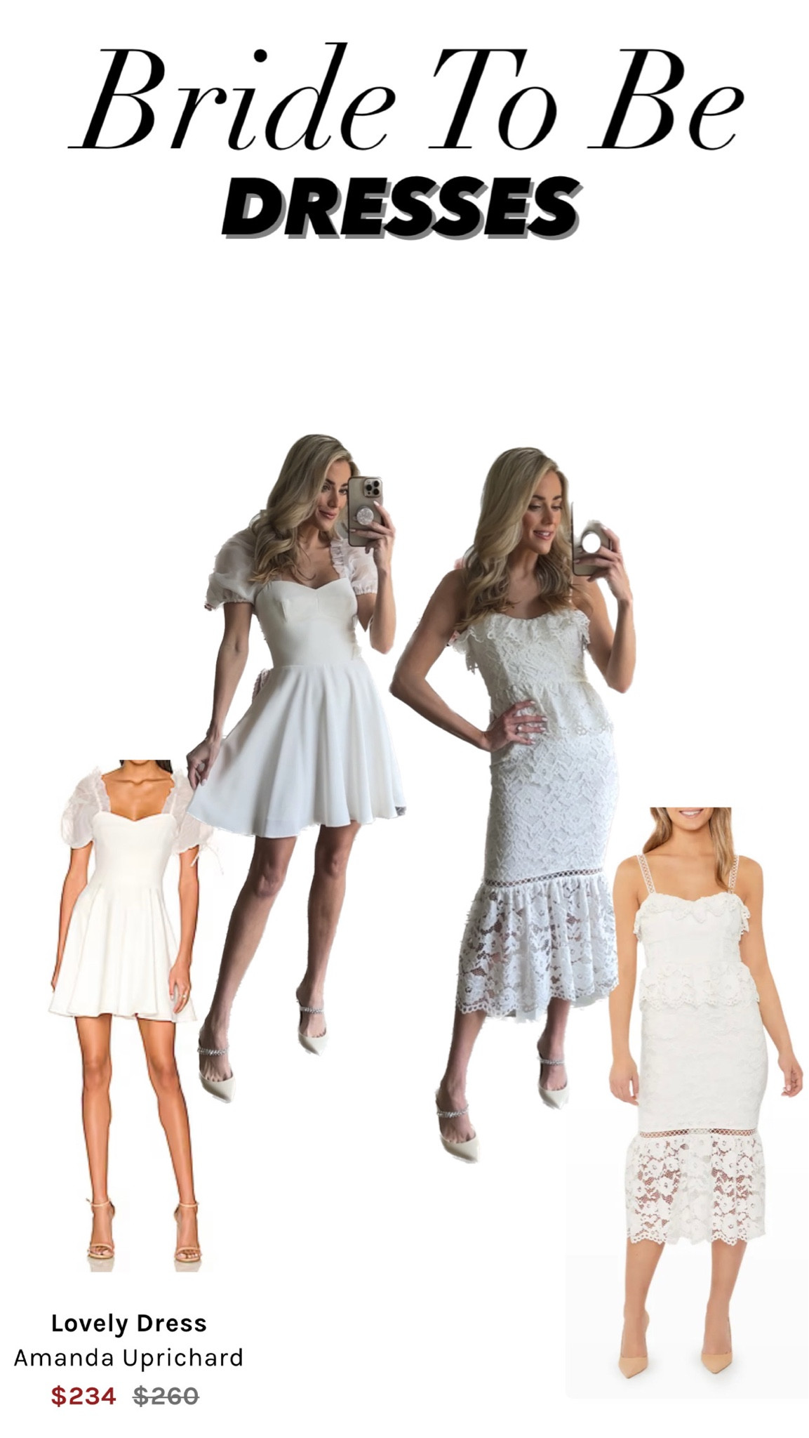 Bride to be dresses 
White dresses 
Mini 
Cocktail attire 
Rehearsal dinner 
Wedding dress shopping 


#LTKstyletip #LTKwedding #LTKunder50