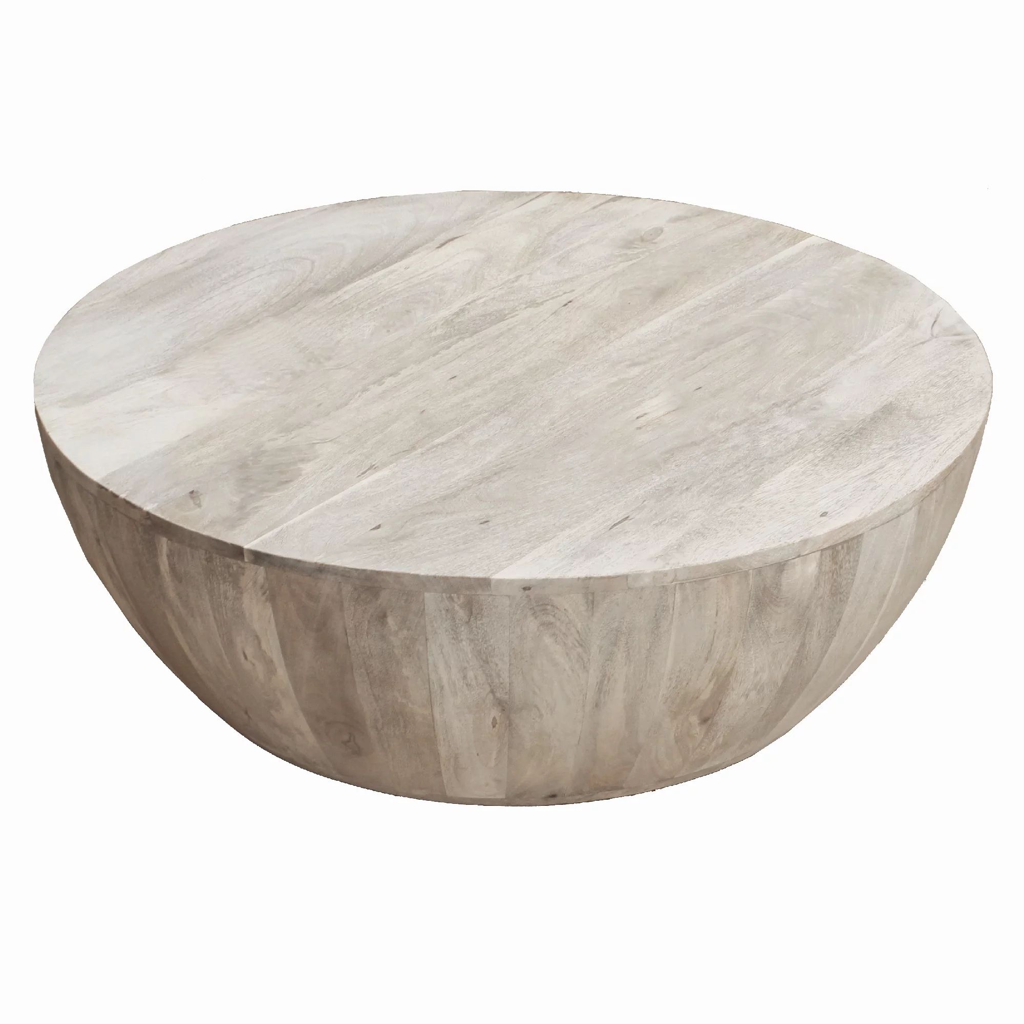 Distressed Mango Wood Coffee Table in Round Shape, Washed Light Brown - Walmart.com | Walmart (US)