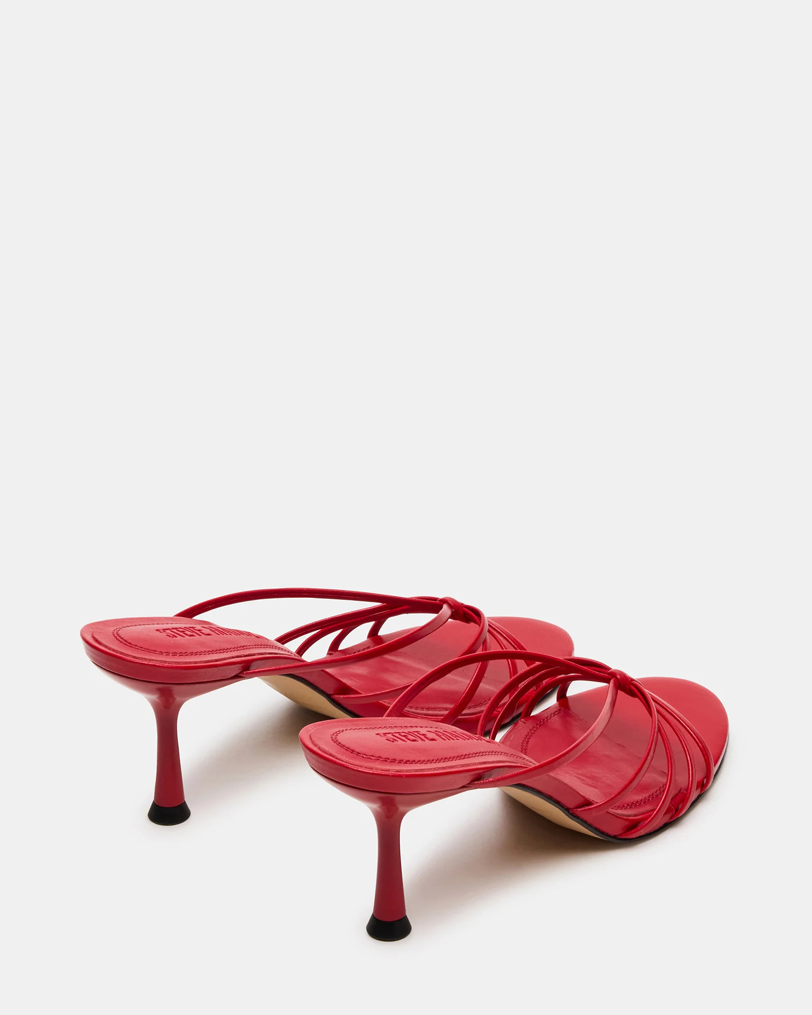 EDNA Red Leather Strappy Mule Women's Heel | Steve Madden (US)