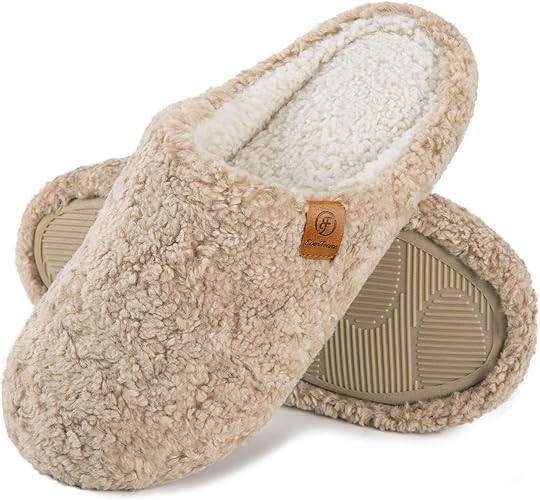 EverFoams Women's Fuzzy Slip-on Slippers Soft Comfy Memory Foam Indoor House Shoes | Amazon (US)