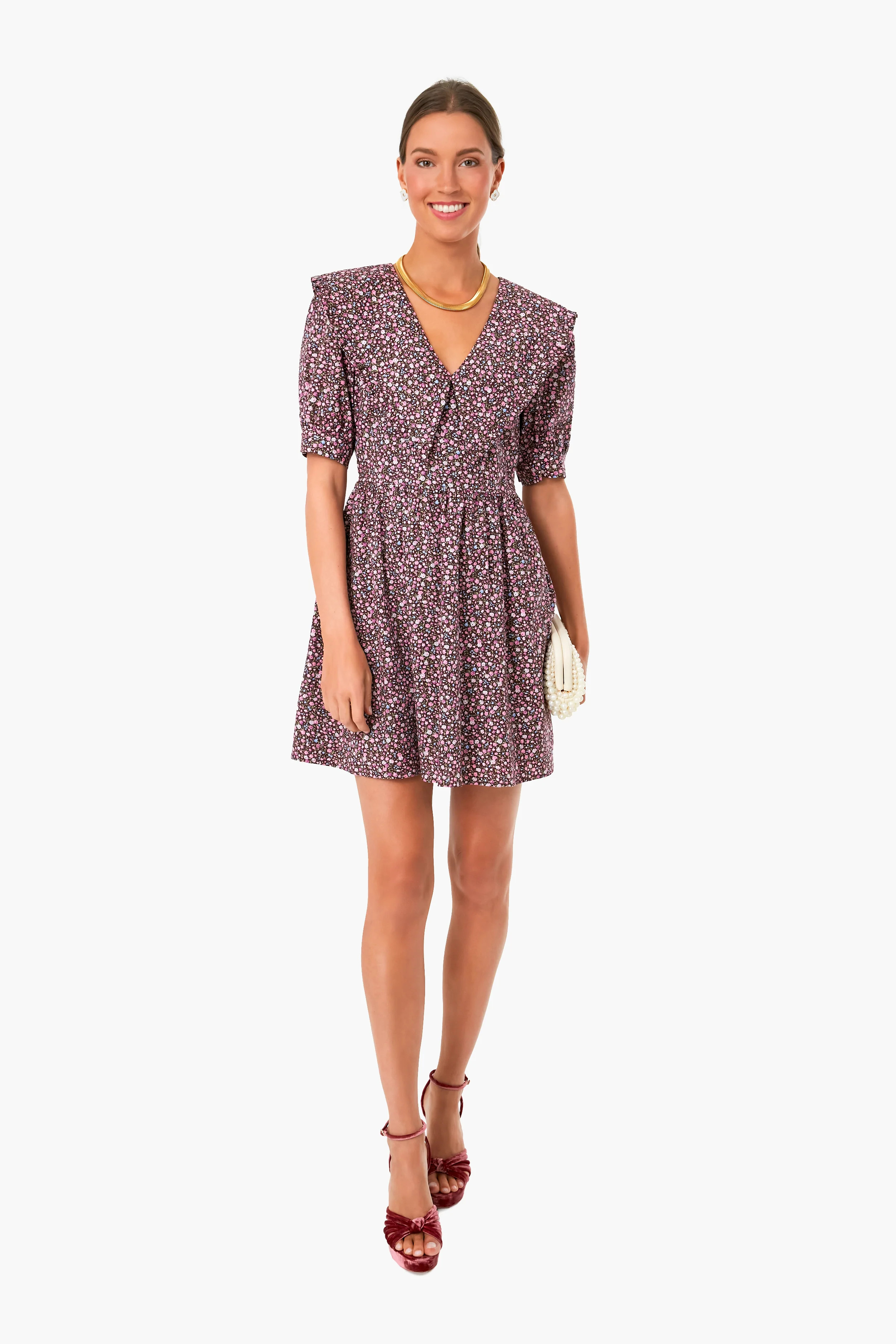 Maroon Ruffle Collar Sadie Mini Dress | Tuckernuck (US)