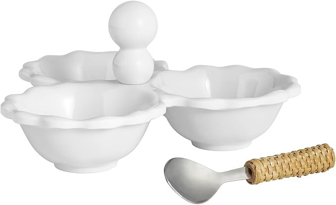 Mud Pie Melamine Ruffle Triple Tidbit Bowl | Amazon (US)