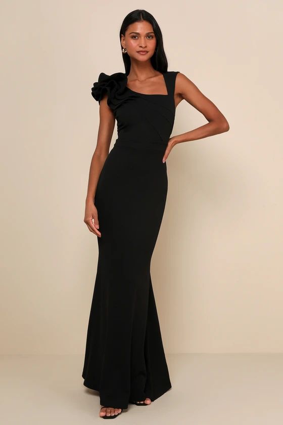 Lucette Black Sleeveless Ruffled Mermaid Maxi Dress | Lulus