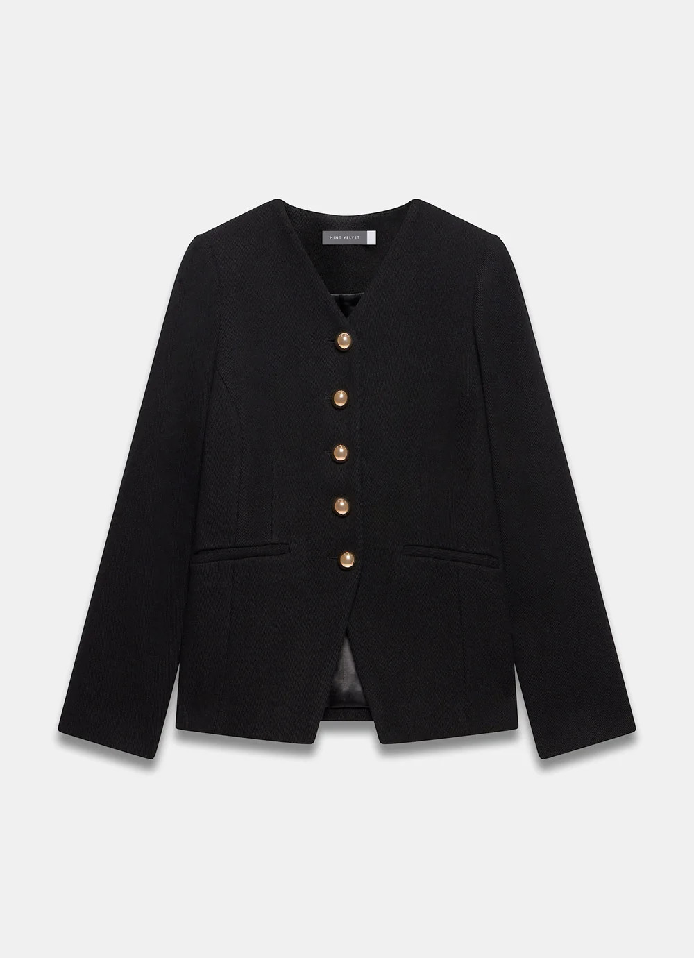 Black Wool Blend Sculpted Jacket | Mint Velvet