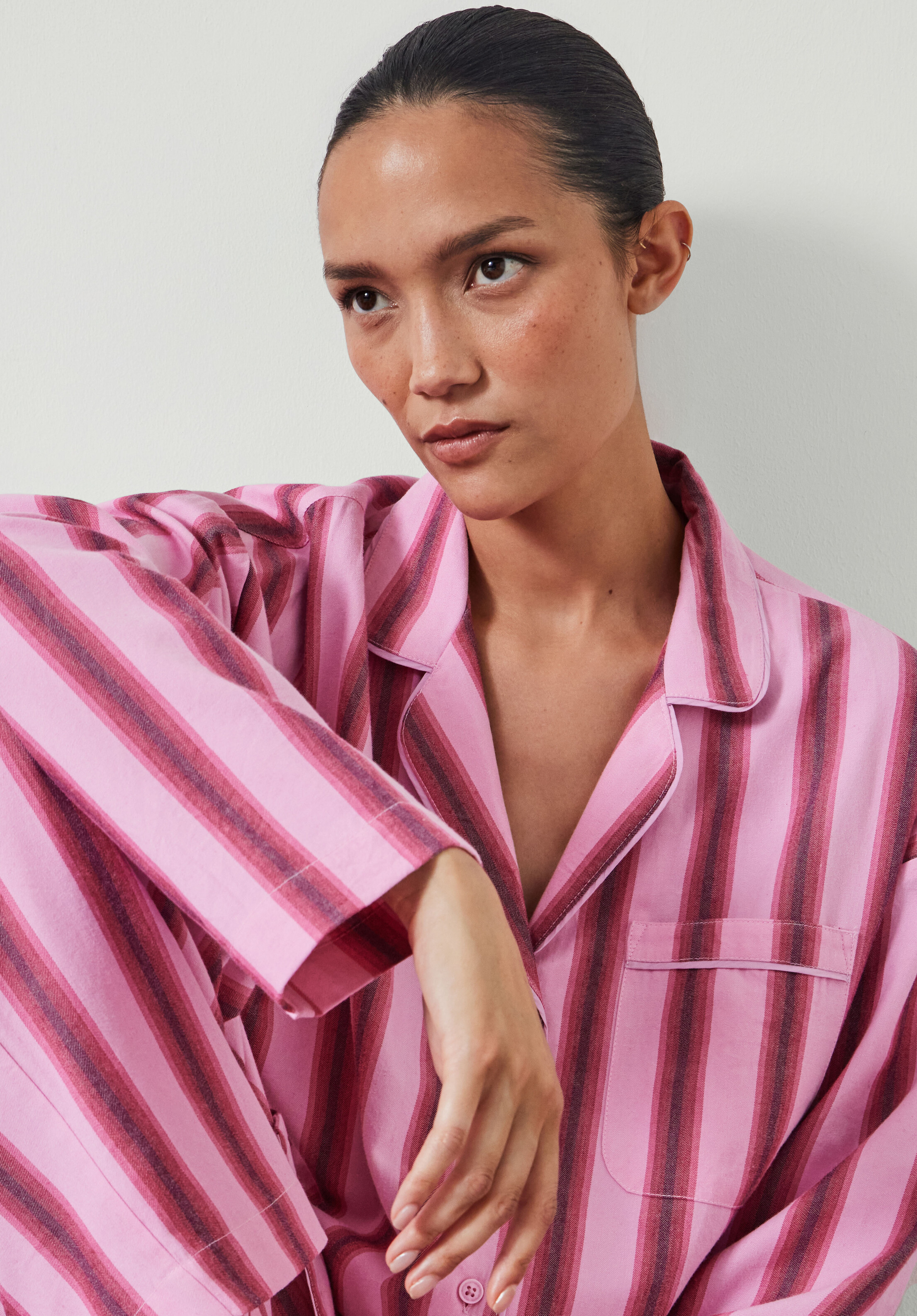 Amita Cotton Viscose Stripe Pyjamas | Hush UK